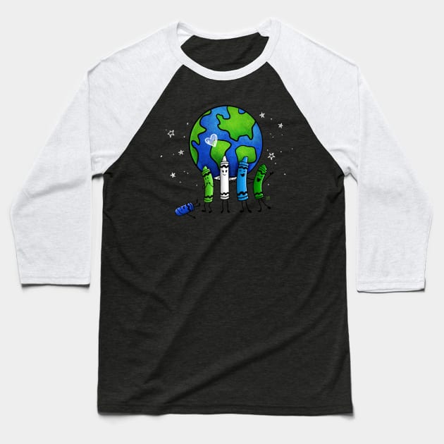 Earth Day Color Crayons Baseball T-Shirt by 513KellySt